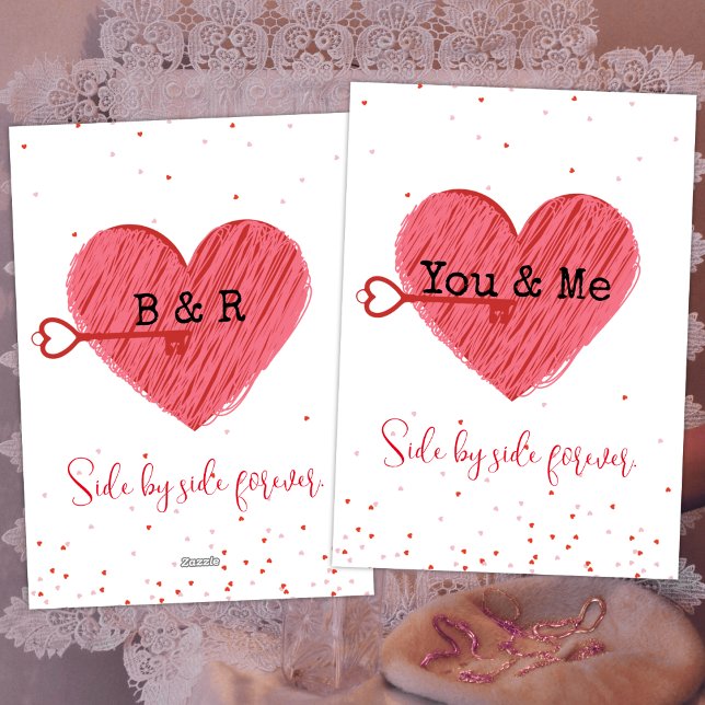 Cartes Pour Fêtes Annuelles Vintage Retro Mignonne Amour Coeur Rouge Valentine (Créateur téléchargé)