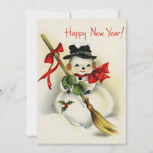 Cartes Pour Fêtes Annuelles Vintage Retro Noël Snowman Bonne année