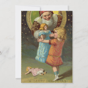 Cartes Pour Fêtes Annuelles Vintage Retro Père Noël Suspendu la fenêtre avec p