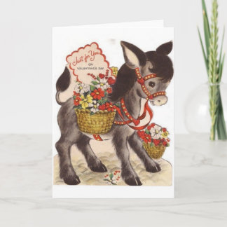Cartes Pour Fêtes Annuelles Vintage Retro Sweet Little Donkey Valentine's Day