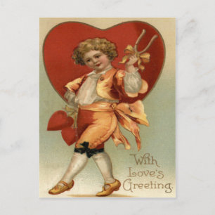 Cartes Pour Fêtes Annuelles Vintage Retro Victorian Boy Hearts Valentine Card