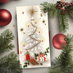 Cartes Pour Fêtes Annuelles Vintage Retro White et Gold Christmas Tree personn