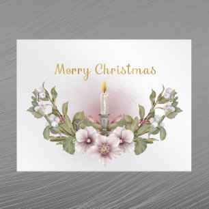 Cartes Pour Fêtes Annuelles Vintage rose floral bougie aquarelle Noël