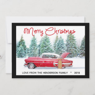 Cartes Pour Fêtes Annuelles Vintage Rouge Chevy des années 50 Joyeux Noël
