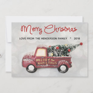 Cartes Pour Fêtes Annuelles Vintage Rouge Chevy des années 50 Joyeux Noël