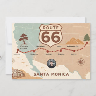 Cartes Pour Fêtes Annuelles Vintage Route 66 USA Map