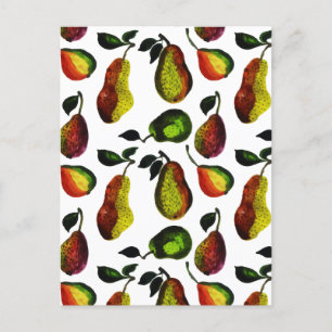 Cartes Pour Fêtes Annuelles Vintage Russe Automne Pear Fruit Aquarelle