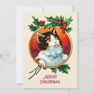 Cartes Pour Fêtes Annuelles Vintage saint mignon chat noël