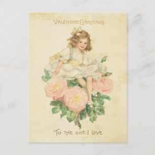 Cartes Pour Fêtes Annuelles Vintage Saint Valentin jolie rose rose mignonne fi