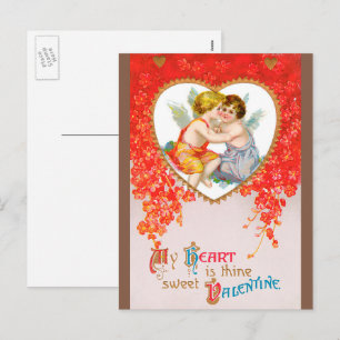 Cartes Pour Fêtes Annuelles Vintage Saint Valentin victorienne, Cherubs in Hea