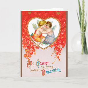 Cartes Pour Fêtes Annuelles Vintage Saint Valentin victorienne, Cherubs in Hea