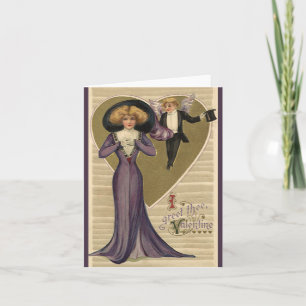 Cartes Pour Fêtes Annuelles Vintage Saint-Valentin victorienne, dame en violet