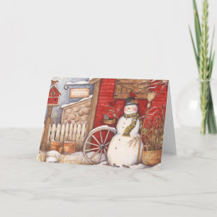 Cartes Pour Fêtes Annuelles Vintage Snowman