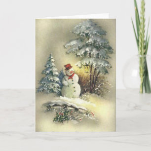 Cartes Pour Fêtes Annuelles Vintage Snowman
