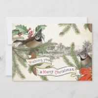 Vintage Songbird Joyeux Village de Noël À feuillag