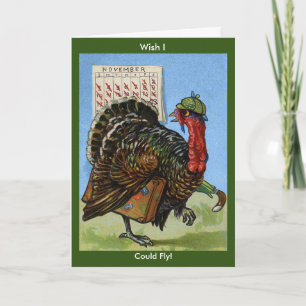 Cartes Pour Fêtes Annuelles Vintage Souhaite que je puisse voler Thanksgiving 