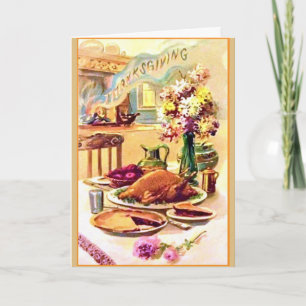 Cartes Pour Fêtes Annuelles Vintage - Souhaits D'Action De Grâce Chaleureux,