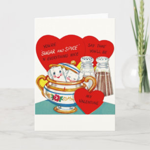 Cartes Pour Fêtes Annuelles Vintage sucre et épices Anthropomorphes Valentine