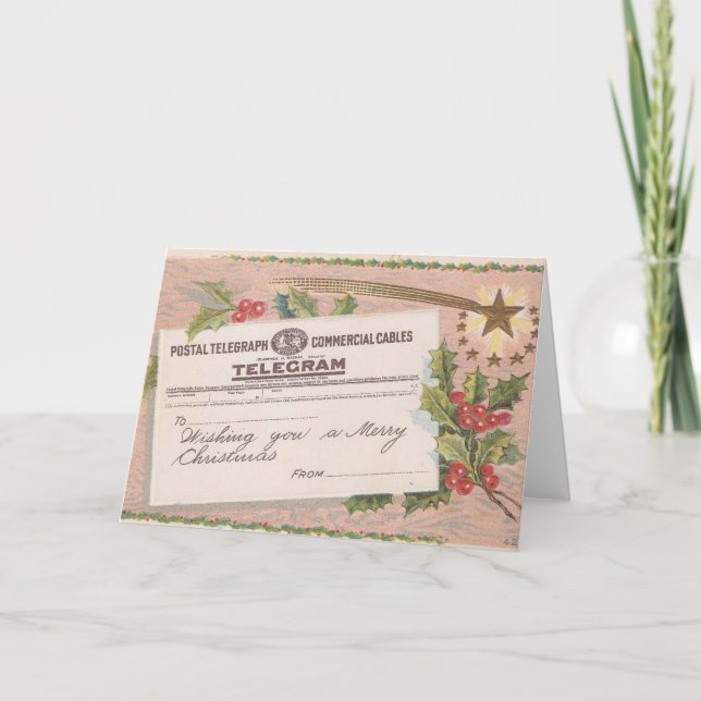 Cartes Pour Fêtes Annuelles Vintage Telegram Joyeux Noël (Devant)
