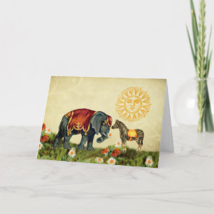 Cartes Pour Fêtes Annuelles Vintage Valentine Animaux en amour Collage