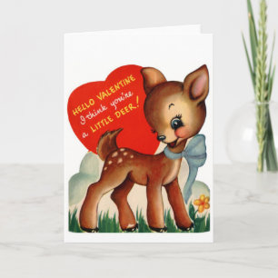 Cartes Pour Fêtes Annuelles Vintage Valentine Baby Deer