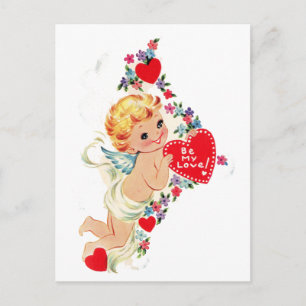 Cartes Pour Fêtes Annuelles Vintage Valentine Cherub Angel Be My Love