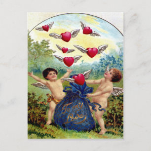 Cartes Pour Fêtes Annuelles Vintage Valentine Cherubs