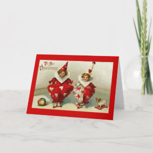 Cartes Pour Fêtes Annuelles Vintage Valentine Child Clowns