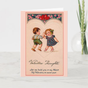 Cartes Pour Fêtes Annuelles Vintage Valentine Girl and Boy Dancing