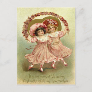 Cartes Pour Fêtes Annuelles Vintage Valentine Girls
