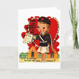 Cartes Pour Fêtes Annuelles Vintage Valentine - Militaire - Je suis à l'attent