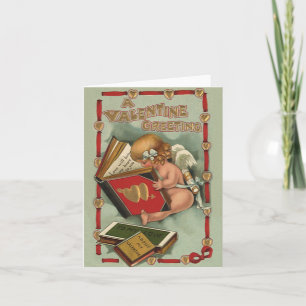 Cartes Pour Fêtes Annuelles Vintage Valentine's Day Angel, livre de lecture mi