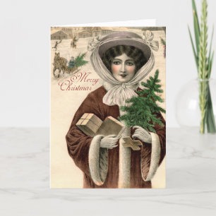 Cartes Pour Fêtes Annuelles Vintage Victorian Lady Christmas Card
