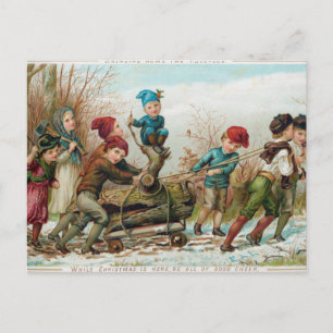 Cartes Pour Fêtes Annuelles Vintage Victorien Enfants de Noël