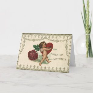 Cartes Pour Fêtes Annuelles Vintage victorien Saint-Valentin chérubin, rose et