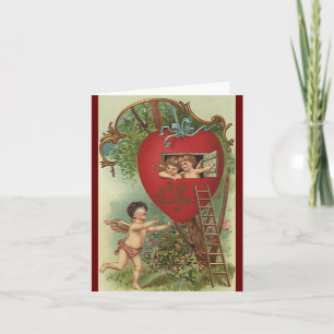 Cartes Pour Fêtes Annuelles Vintage victorien Saint-Valentin Chérubins cabane 