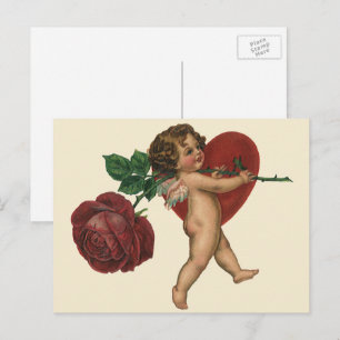 Cartes Pour Fêtes Annuelles Vintage victorien Valentine's Day Cherub et Rose