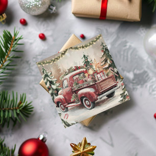 Cartes Pour Fêtes Annuelles Vintage Vieux camion de Noël Rouge