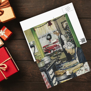 Cartes Pour Fêtes Annuelles Vintage Vieux Mode Maison Cuisine Postc de Noël