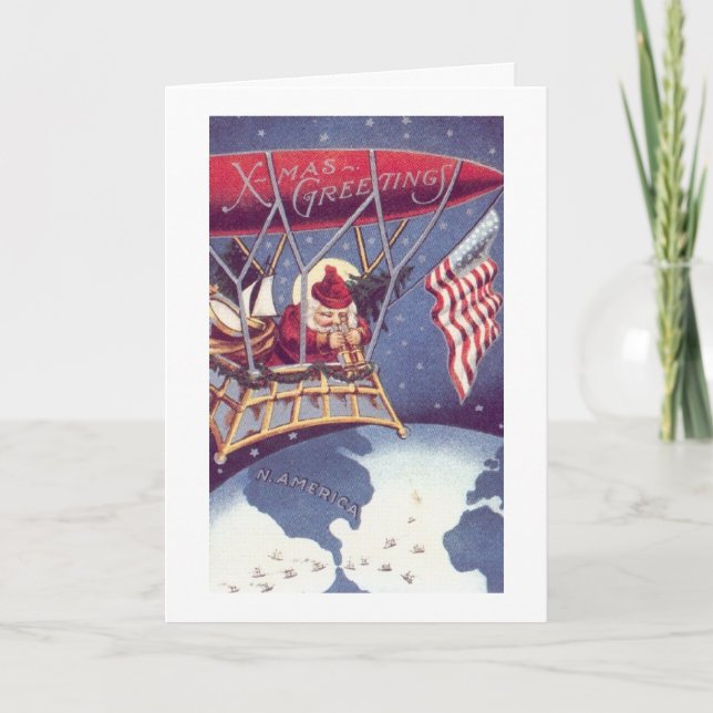 Cartes Pour Fêtes Annuelles Vintage - Voeux de Père Noël patriotique, (Devant)