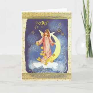 Cartes Pour Fêtes Annuelles Vintage-Weihnachts-Engel avec la demi-lune dans