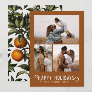 Cartes Pour Fêtes Annuelles Vintage Winter Oranges 3 Photo Collage