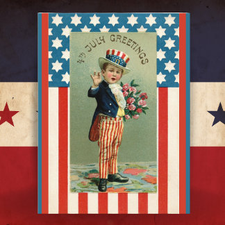 Cartes Pour Fêtes Annuelles Vintage Young Oncle Sam 4 juillet