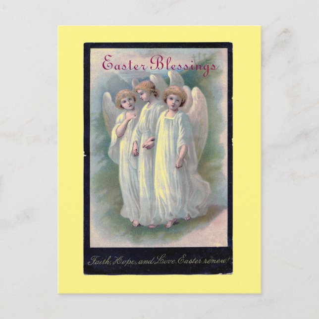 Cartes Pour Fêtes Annuelles Vintages Anges des Bénédictions de Pâques (Devant)