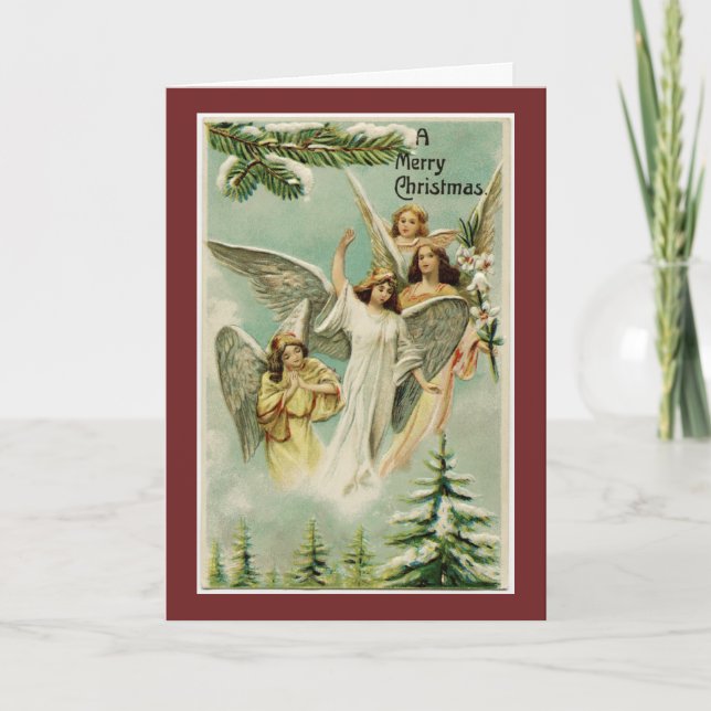 Cartes Pour Fêtes Annuelles Vintages Joyeux Anges de Noël (Devant)