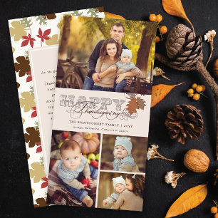 Cartes Pour Fêtes Annuelles Vintages rouleaux Feuilles d'automne Thanksgiving 