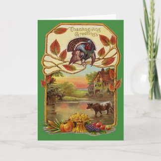 Cartes Pour Fêtes Annuelles Vintages salutations de remerciement Bénédiction à