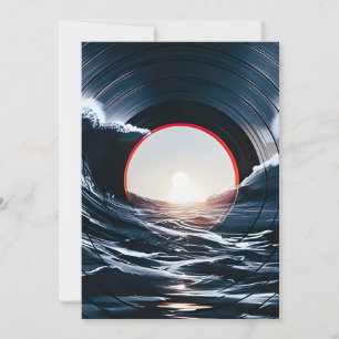 Cartes Pour Fêtes Annuelles Vinyle Vintage Surf Vague Océan Musique Rétro