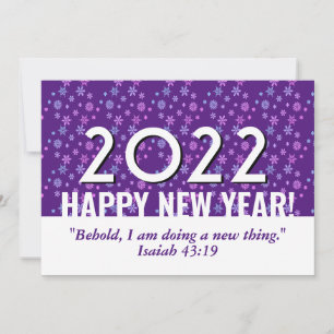 Cartes Pour Fêtes Annuelles  Violet Snowflakes Christian HAPPY NEW YEAR 2022