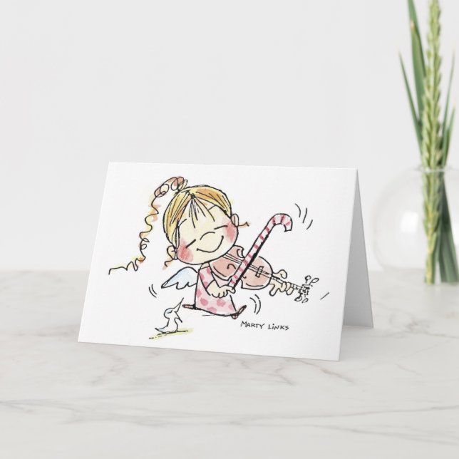 Cartes Pour Fêtes Annuelles Violoneur de Noël CH-008 (Devant)